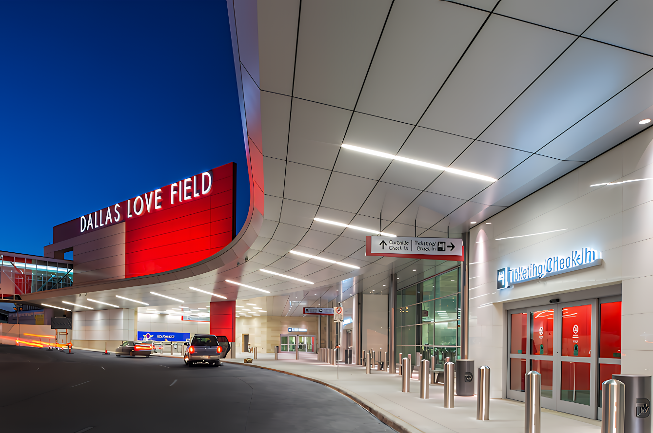 Dallas Love Field airport entrance – EMT airport car service